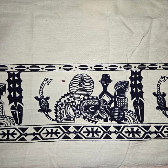 Black and White Tribal Mandala Tapestry - African-Inspired [0136] - Picture 2 of 4